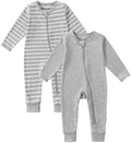 Jimonda Baby Footless Pajamas 2-Way Zipper Sleeper 0-24Months(Gray,0-3M)