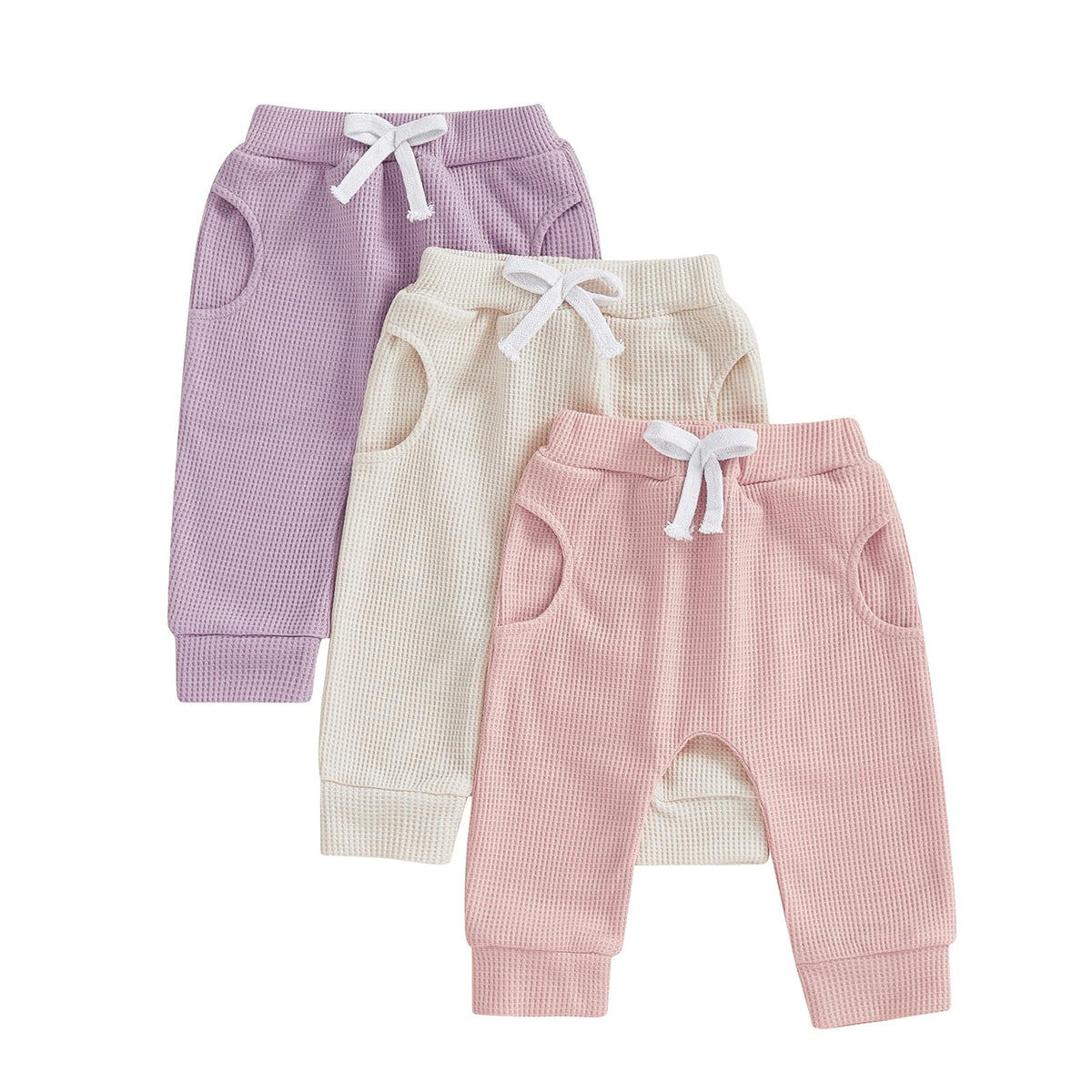 Sejardin Toddler Baby Boy Girl Pants 3 Pack Solid Color Elastic Waist Jogger Sweatpants Newborn Infant Casual Bottoms (Green Apricot Black, 18-24 Months)