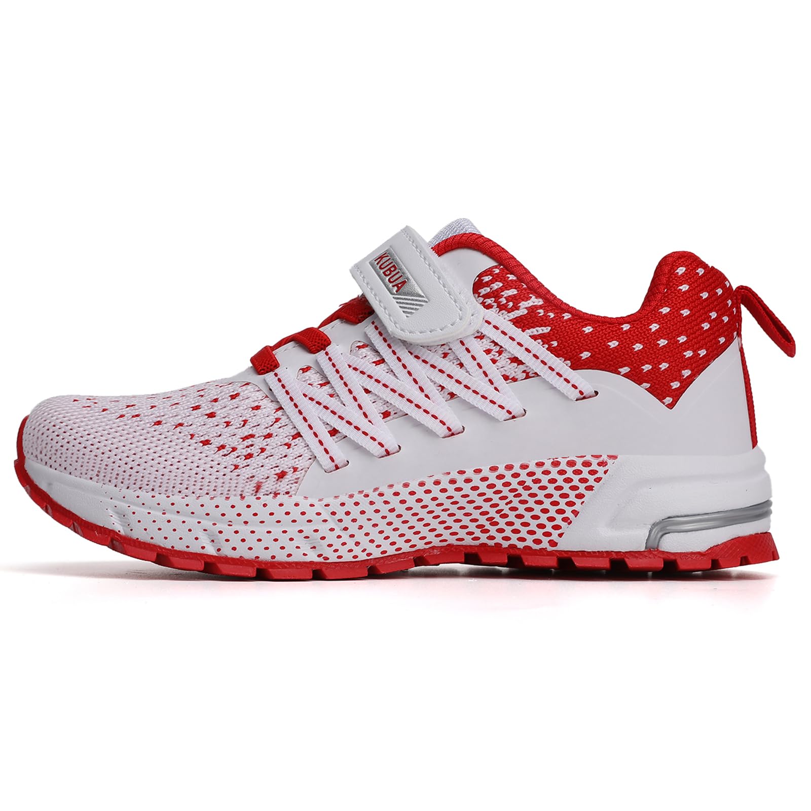 KUBUA Kids Sneakers Lightweight Boys Girls Tennis Shoes White Red