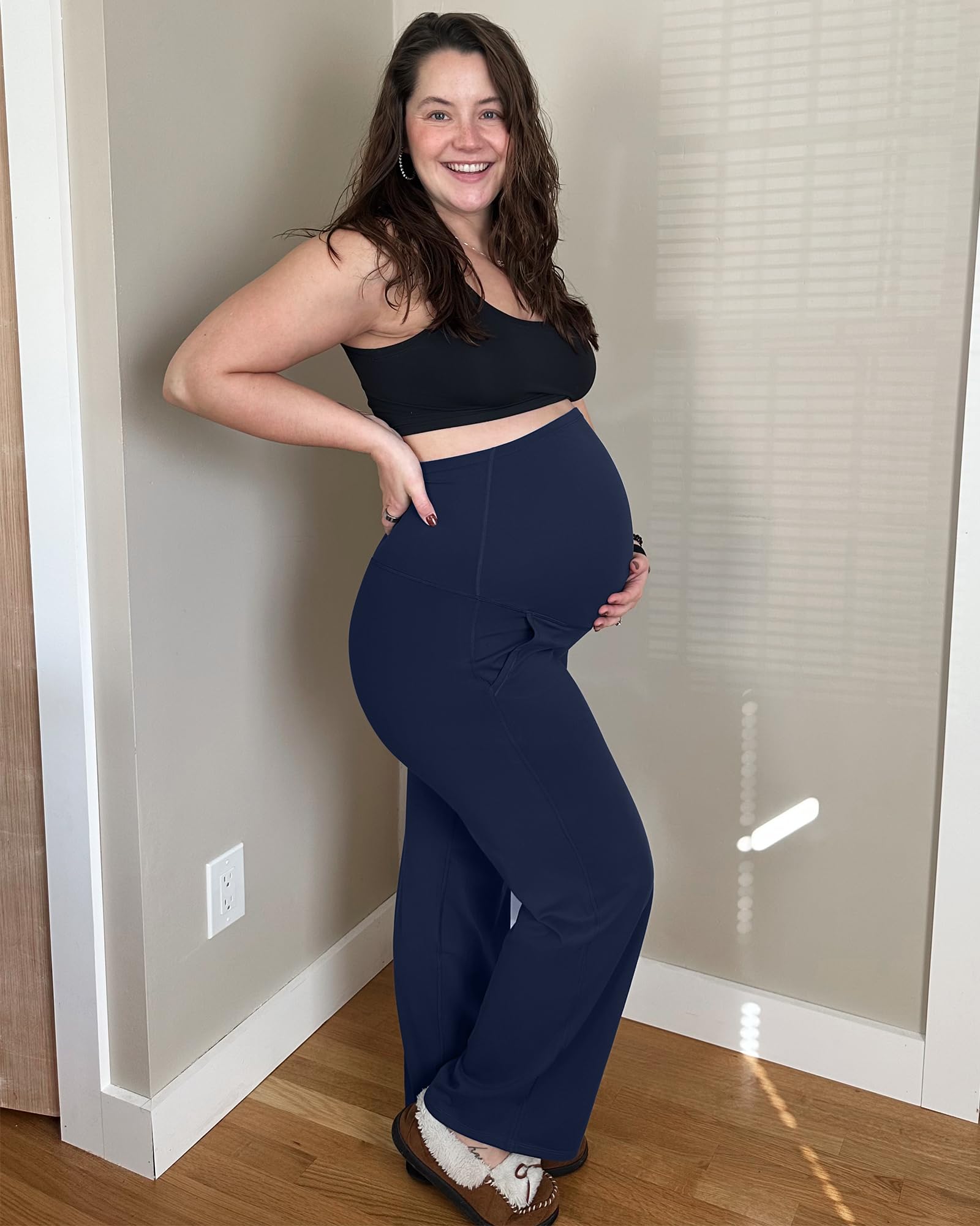 G4Free Pregnancy Pants Maternity Scrub Leggings,Royal Blue,L,Regular