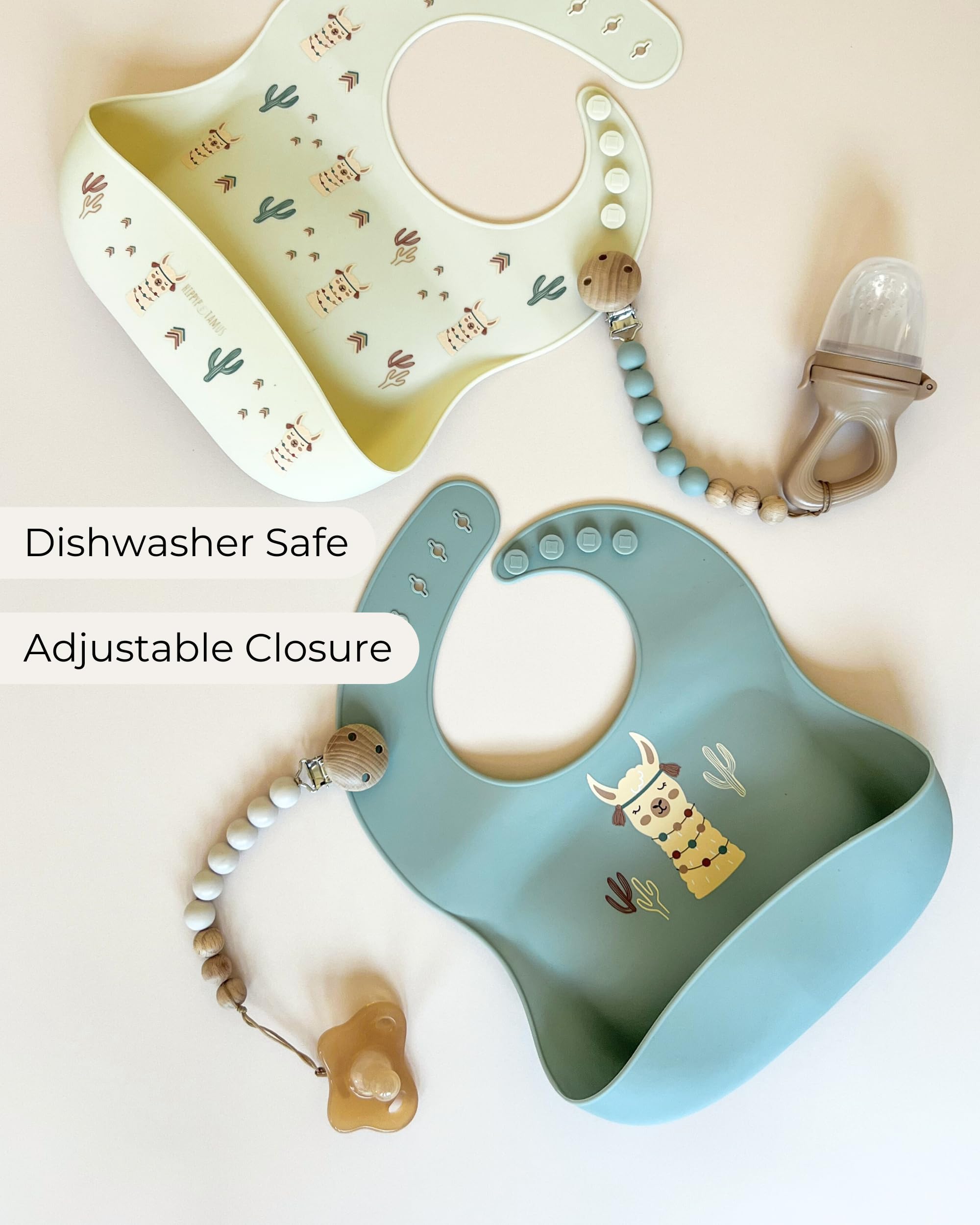 Hippypotamus Silicone Baby Bibs - Soft Waterproof Bibs for Babies & Toddlers (3, Sage/Nude/Fog)