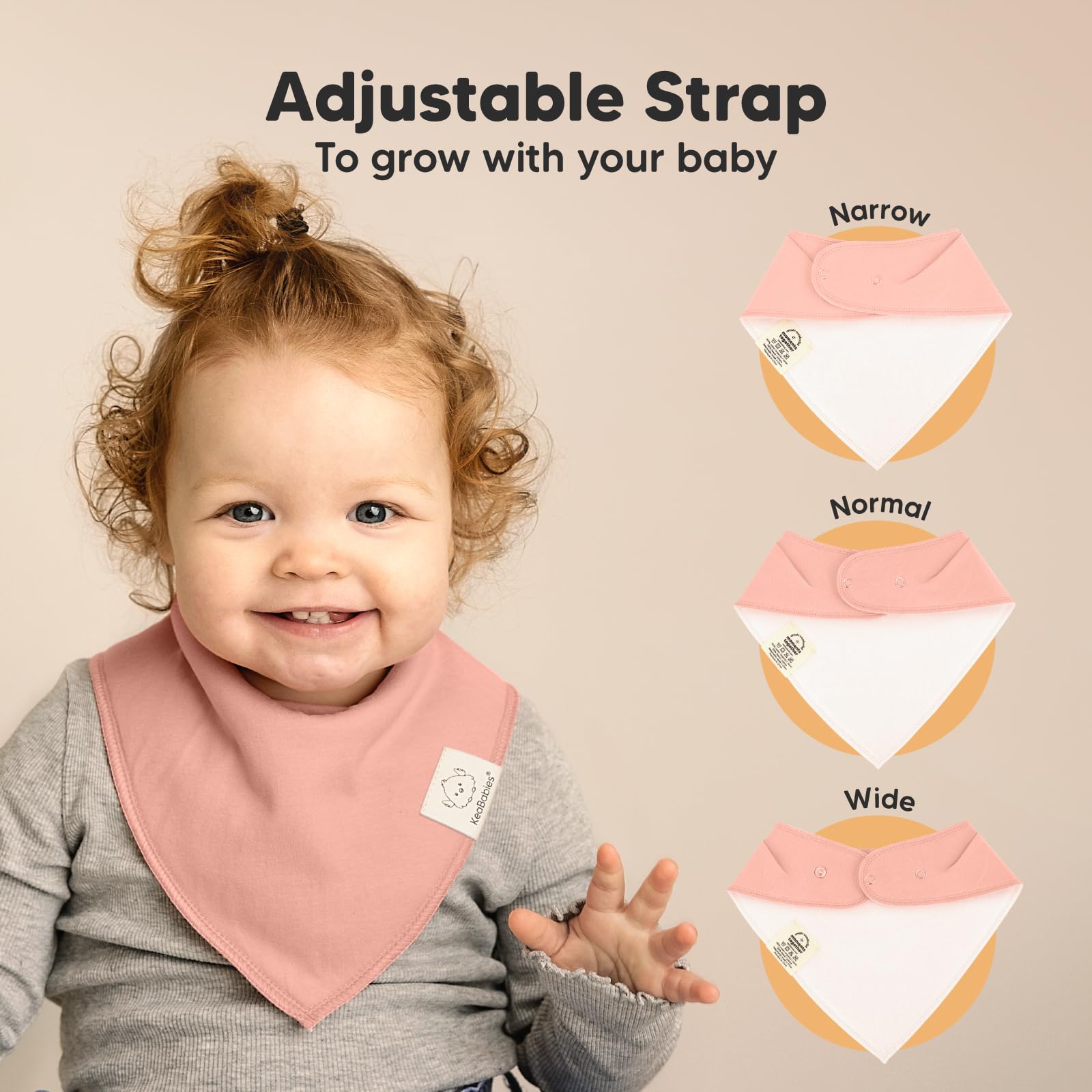 KeaBabies 8pk Organic Baby Bandana Bibs for Drooling and Teething (Mauve)