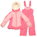 Arctic Quest Girls' Bib Snow Pants and Ski Jacket Water-Resistant Snowsuit For Kids Winter Hooded Jacket, Pink Lemonade, 4