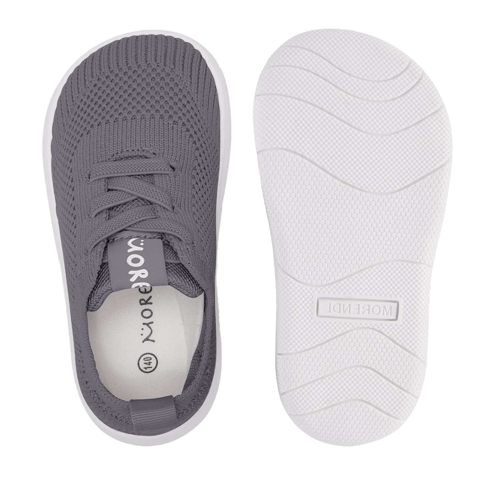 MORENDL Toddler Shoes Boys First Wide Toe Barefoot Walking Shoes Baby Boy Non-Slip Slip On Tennis Sneakers Darkgray 12-15 Months
