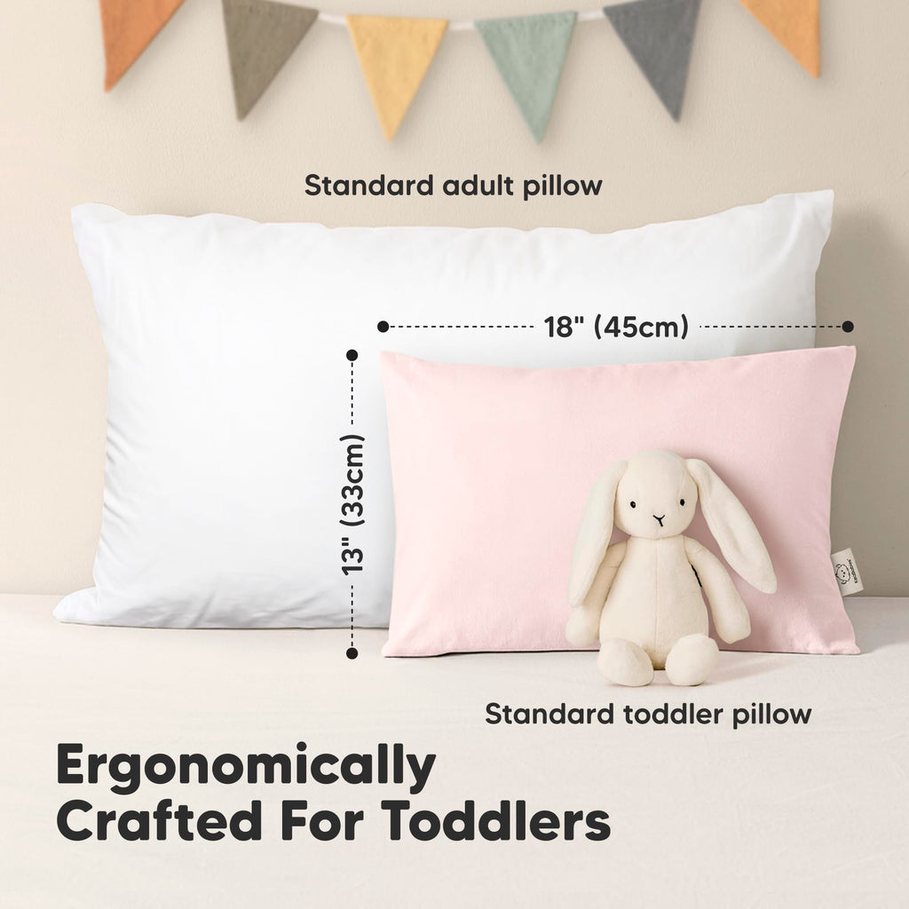 KeaBabies 2pk Toddler Pillows 2 Year Old to 5,13x18 Kids Pillow (Mist Pink)