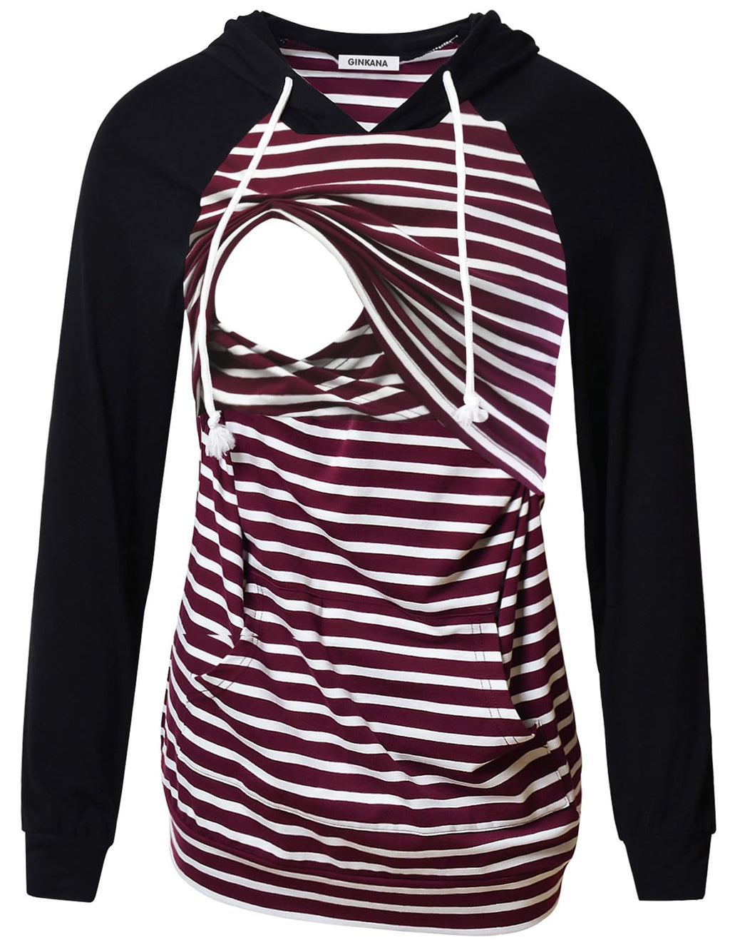 Women's Maternity Nursing Shirts Top Long Sleeves Breastfeeding Tops Casual Clothes with Kangaroo Pocket