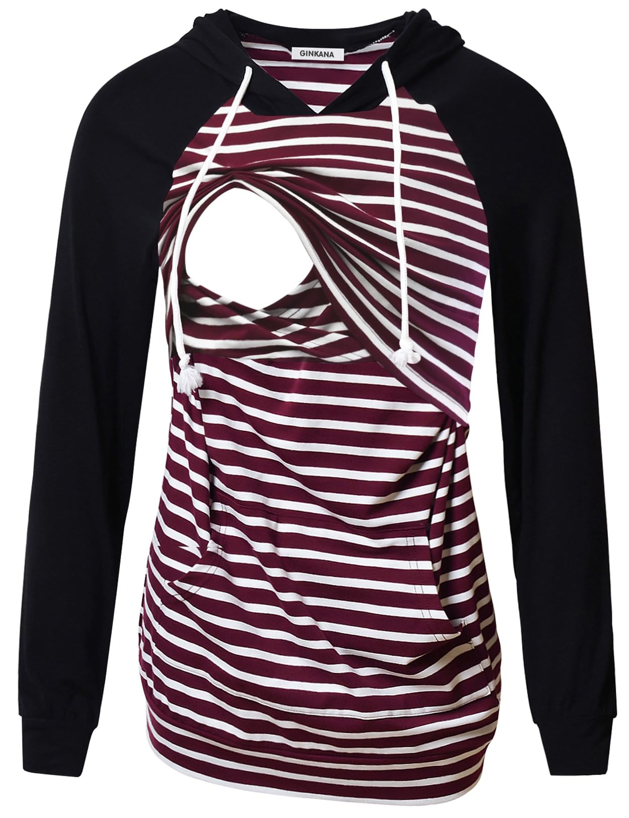 Women's Maternity Nursing Shirts Top Long Sleeves Breastfeeding Tops Casual Clothes with Kangaroo Pocket