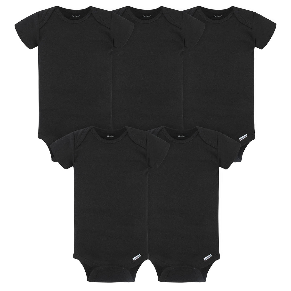 Gerber Unisex Baby 5-Pack Solid Onesies Bodysuits, White, 18 Months