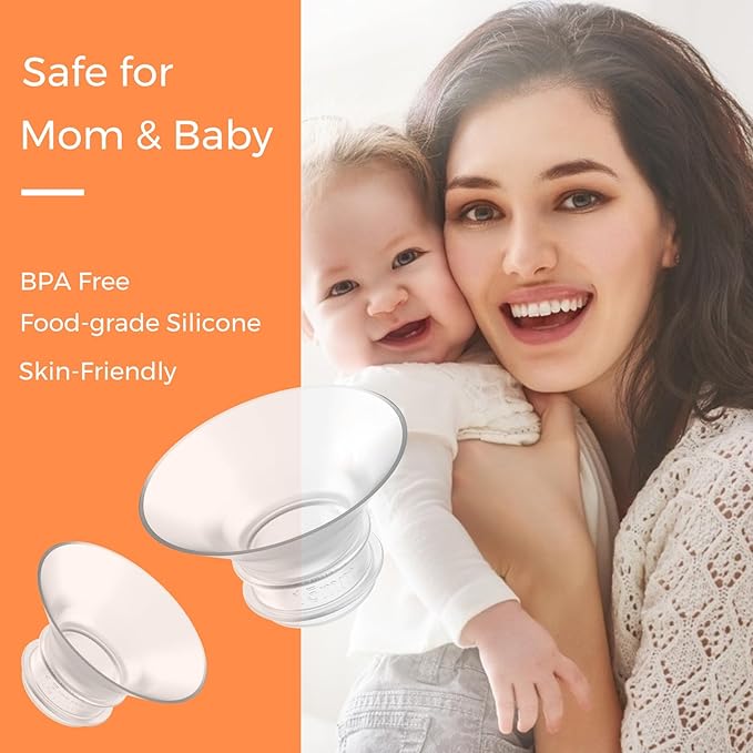 Flange Inserts - 8 Pack (15/17/19/21mm) - Compatible with Momcozy M5/M6/S12 Pro/S9 Pro/V1/V2,Spectra,Medela,Elvie,Lansinoh,24mm Breast Pump Replacement Pump Parts - BPA Free Silicone