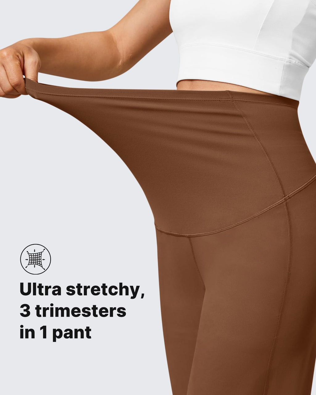 G4Free Maternity Pants Yoga Casual Wide Leg,Dark Coffee,L,Regular