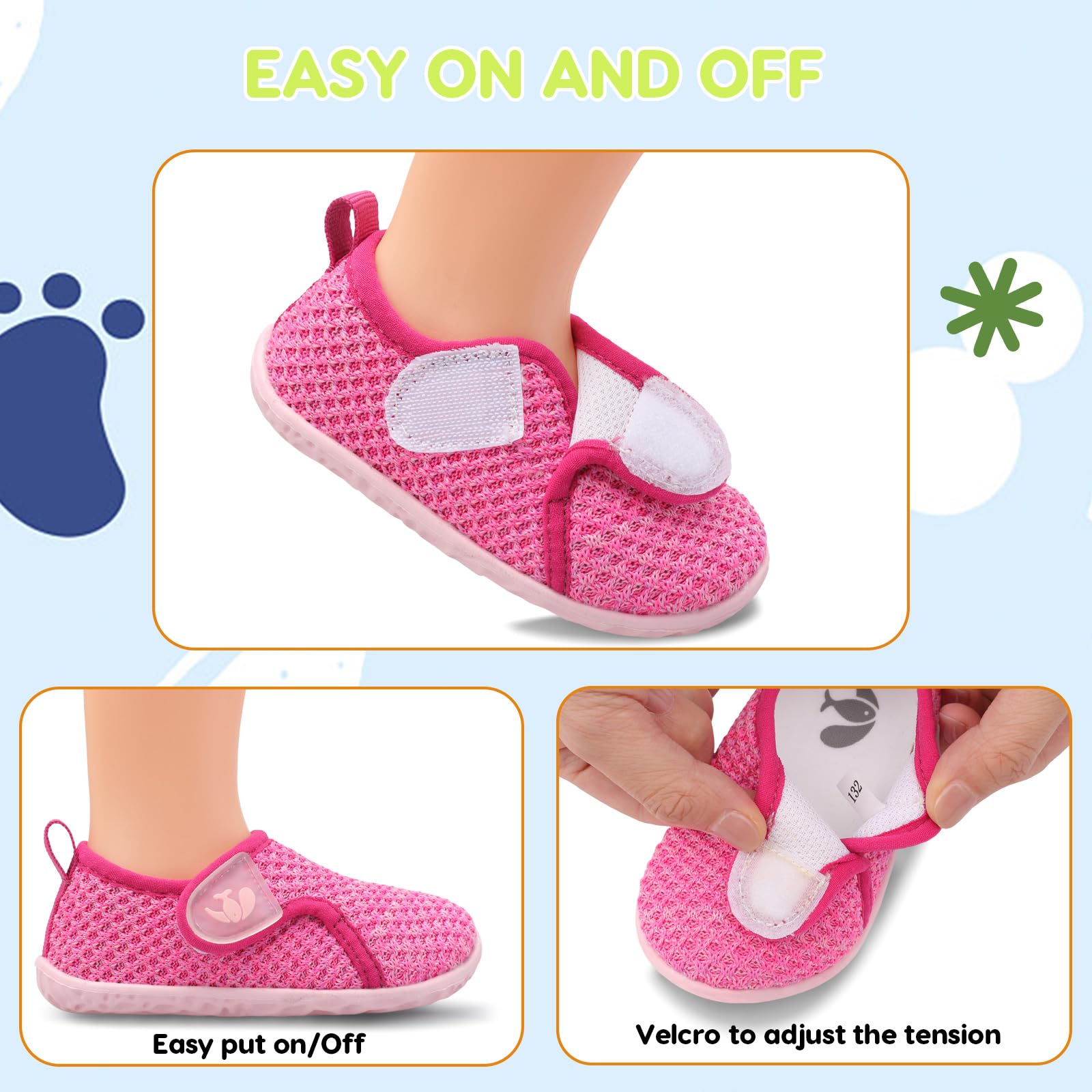 FEETCITY Toddler Shoes Baby Sneakers Boys Girls First Walking Shoes Newborn Crib Shoe Rose Red