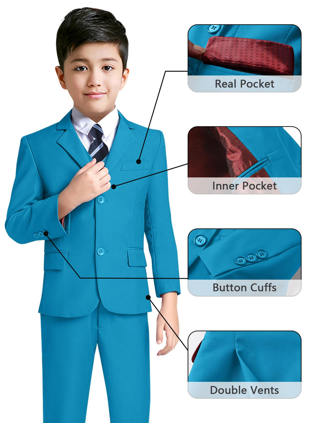 YuanLu Toddler Blue Green Tuxedo 2T Suits for Boys Halloween Dress Outfit