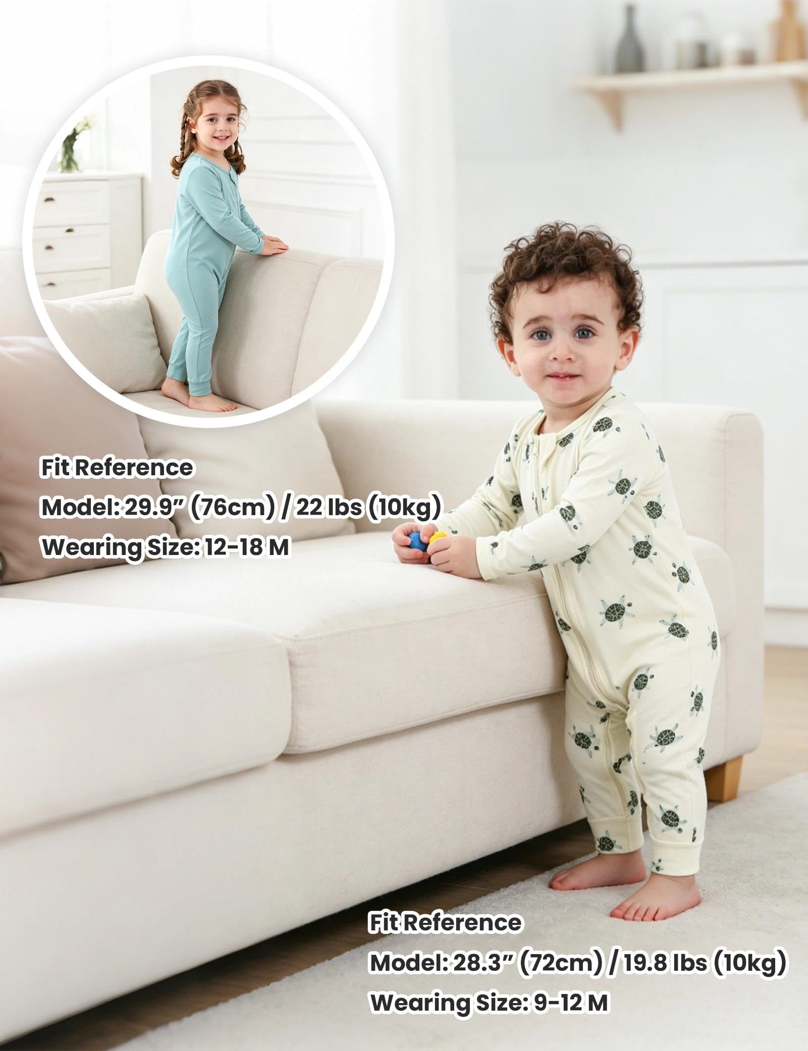 Jimonda Baby Sleeper Rompers,Unisex Boys Girls Zip-Front Pajamas One-Piece Footless Outfit 0-24 Months (Pack of 2