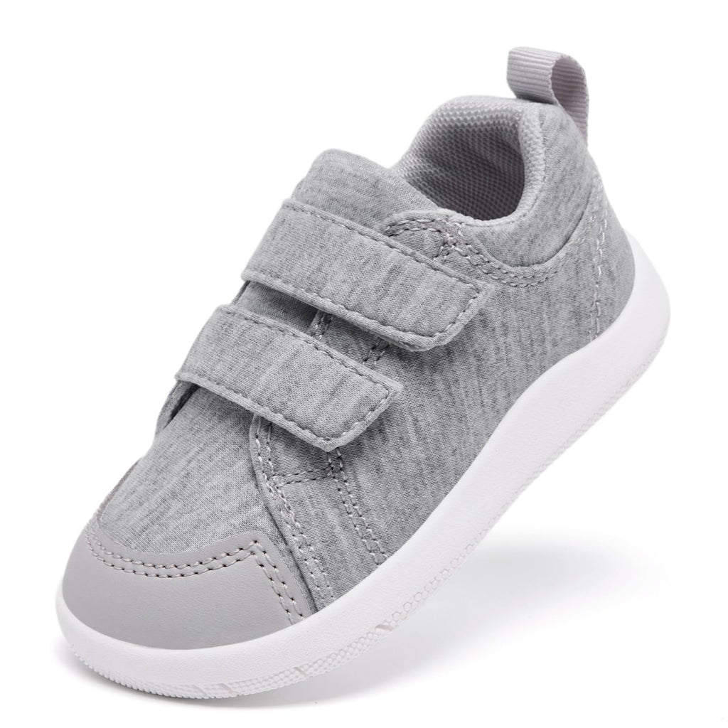 MORENDL Wide Toe Box Shoes Toddler Barefoot Shoes Baby Walking Shoe Boy Girl Non-Slip Zero Drop Minimalist Sneakers Comfort Tennis Outdoor Activities Mix LightGrey 18-24 Months