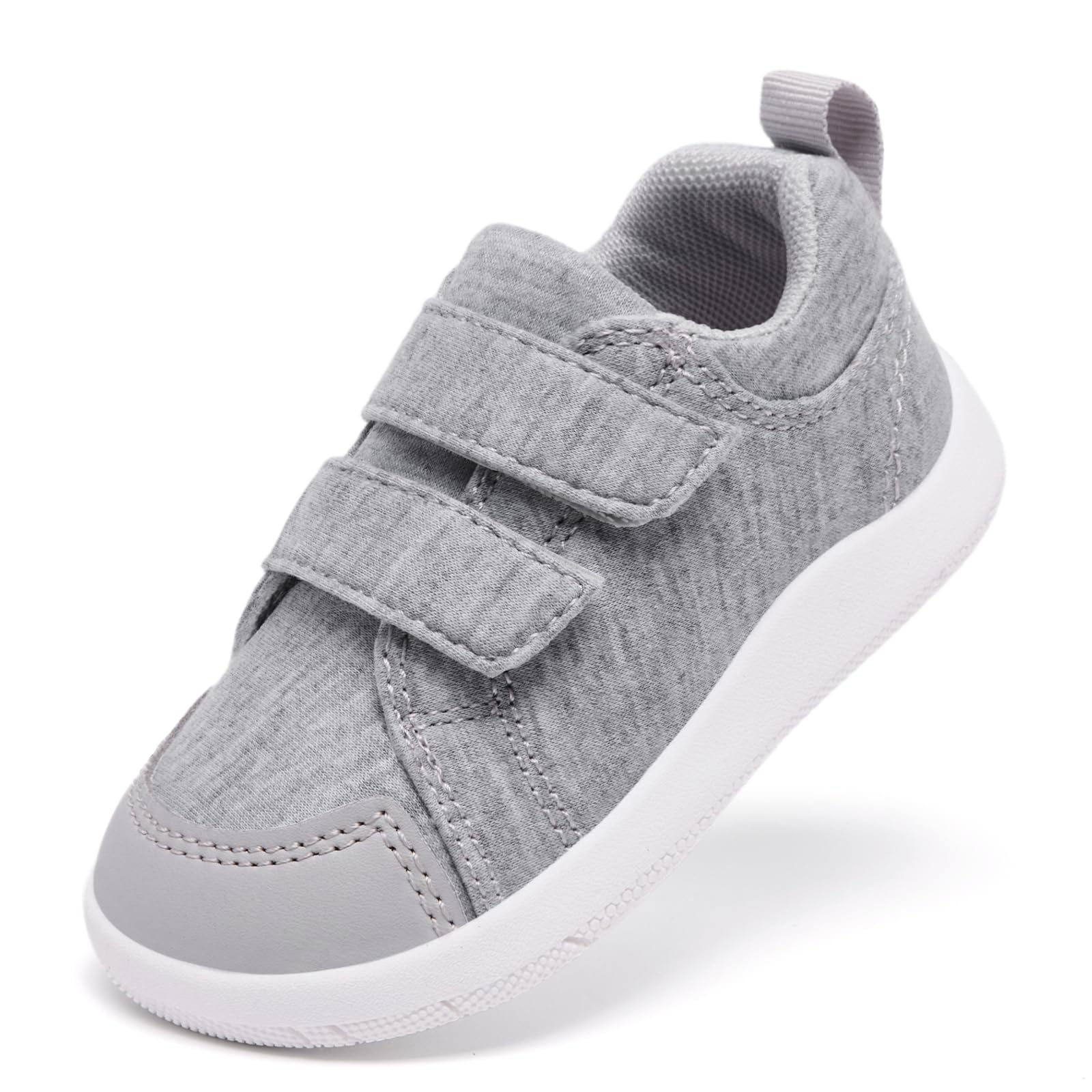 MORENDL Wide Toe Box Shoes Toddler Barefoot Shoes Baby Walking Shoe Boy Girl Non-Slip Zero Drop Minimalist Sneakers Comfort Tennis Outdoor Activities Mix LightGrey 18-24 Months