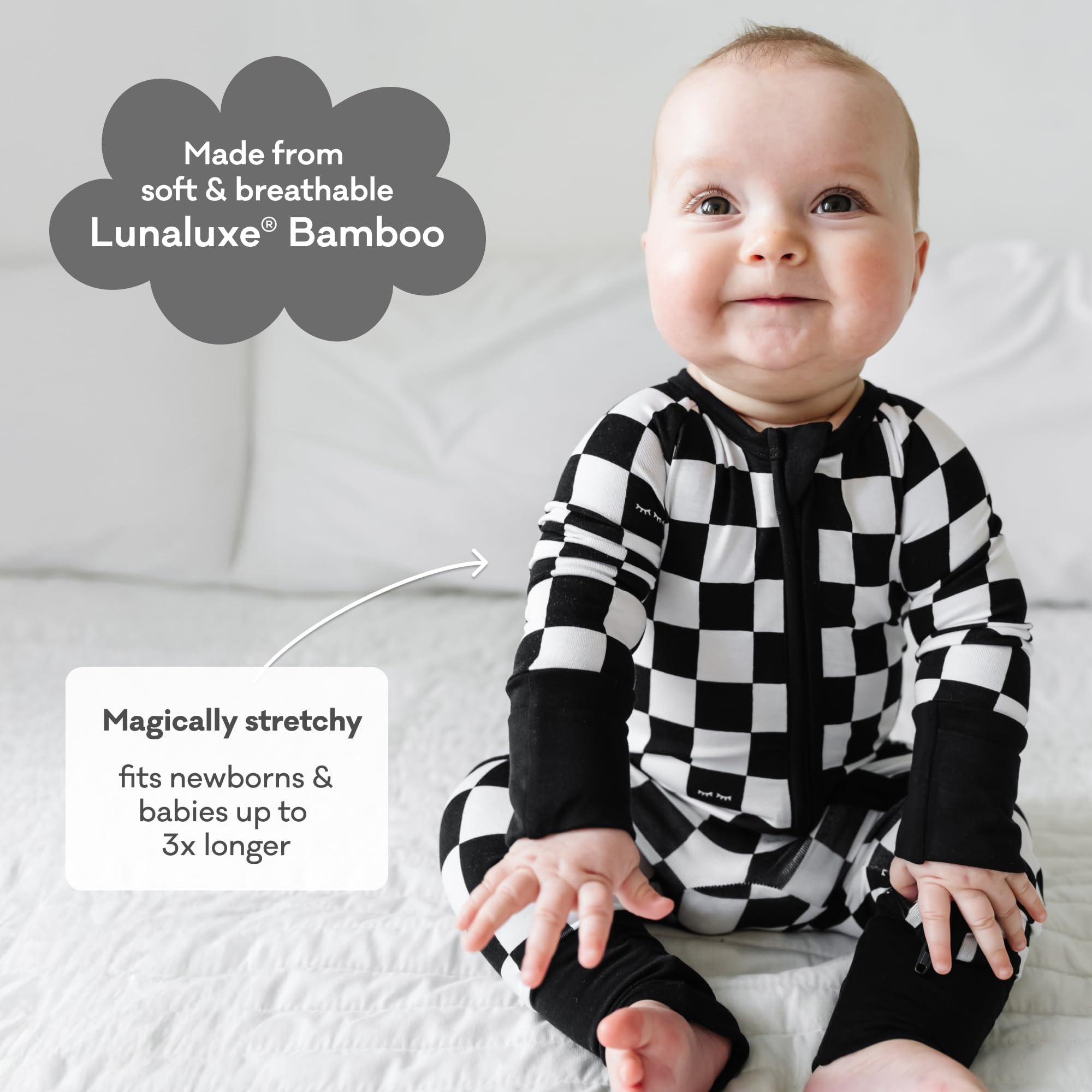 Little Sleepies Pajamas for Baby Boys & Girls, Viscose from Bamboo Baby Pajamas, Snug Sleeper, Toddler PJs, 2-Way Zipper, Cool Checks, 18-24 months