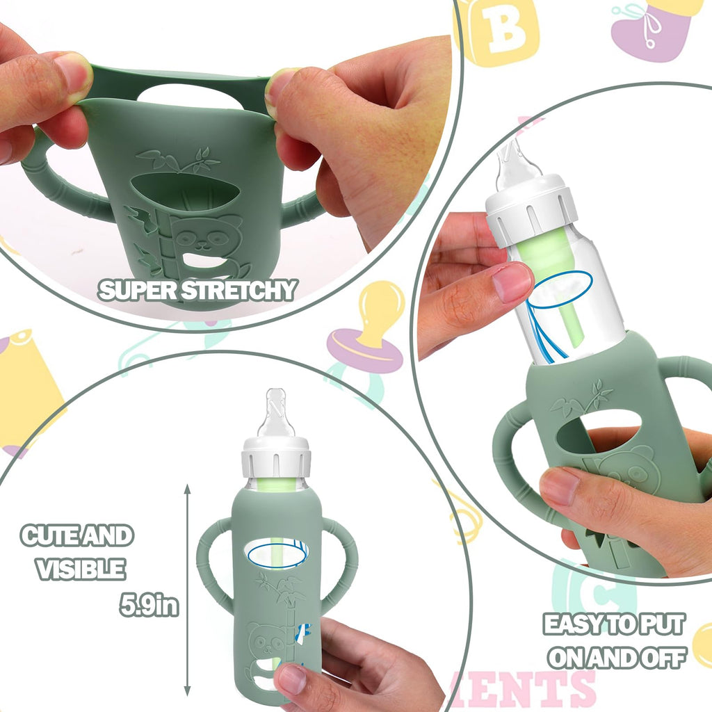 BUSOHA 3 Pack Silicone Sleeves for Dr Brown Glass Narrow Baby Bottle