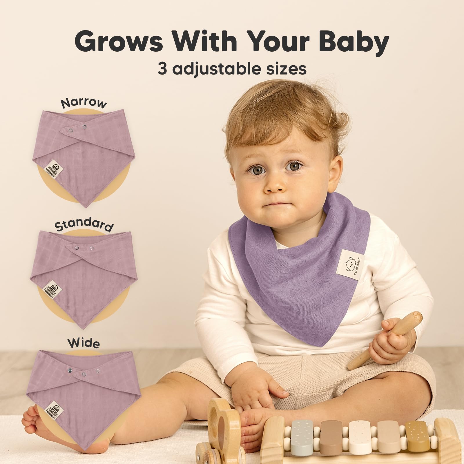 8-Pack Muslin Baby Bibs for Drooling, Teething Bandana Bibs (Lavender)