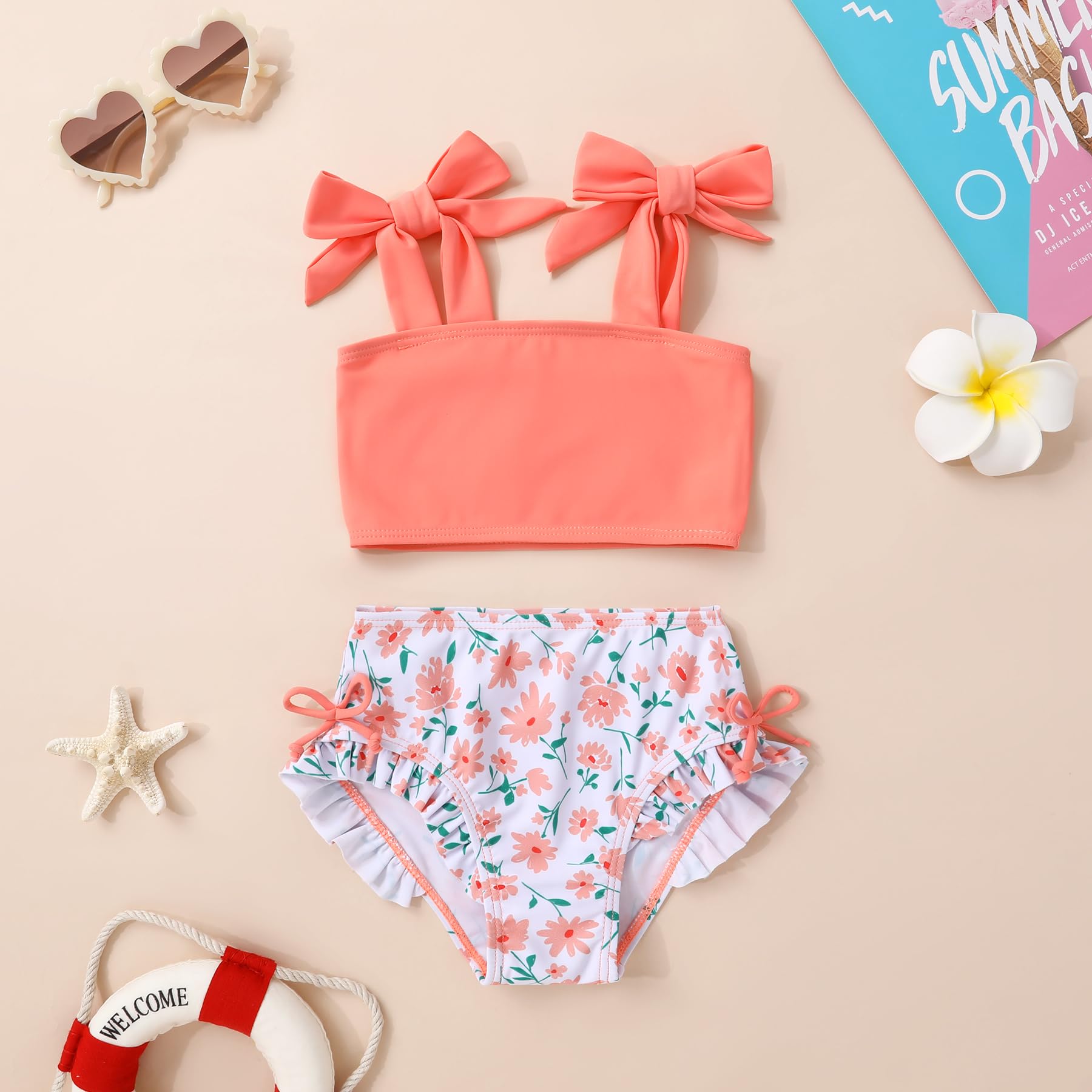 MAMAMI Toddler Swimsuit Girl Color Block Stripe Two Pieces Swimwear Baby Girl Summer Beach Bathing Suits