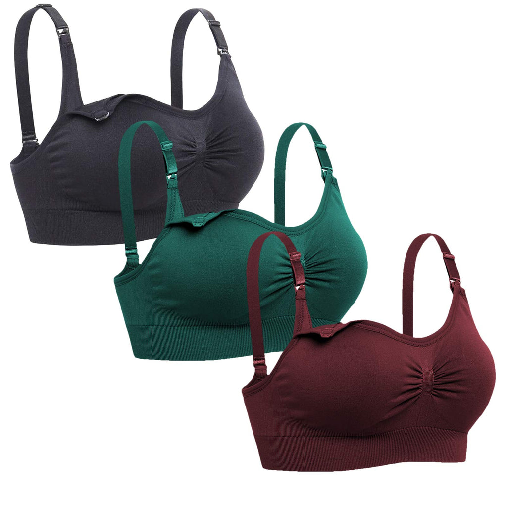 Lataly Womens Seamless Nursing Bra Sleeping Maternity Bralette for Breastfeeding Color Black Burgundy DGreen Size S