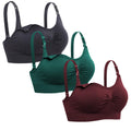 Lataly Womens Seamless Nursing Bra Sleeping Maternity Bralette for Breastfeeding Color Black Burgundy DGreen Size S
