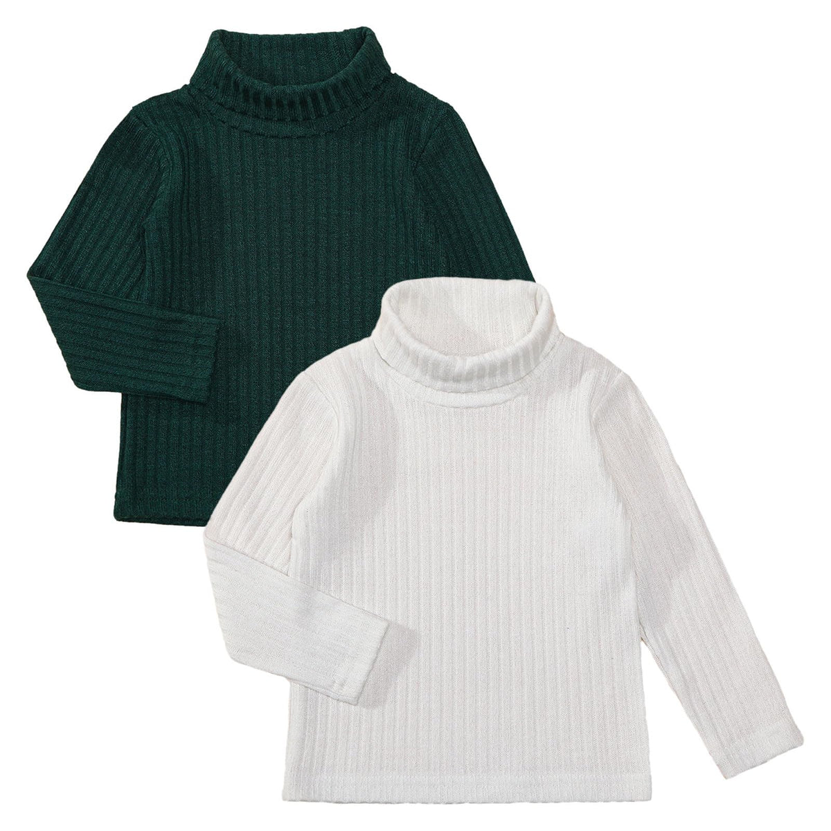 DEFAHN Toddler Ribbed Baby Turtleneck Shirt Long Sleeve Shirt 2 Pack Solid Baby Onsies Bodysuit 6-9 Month