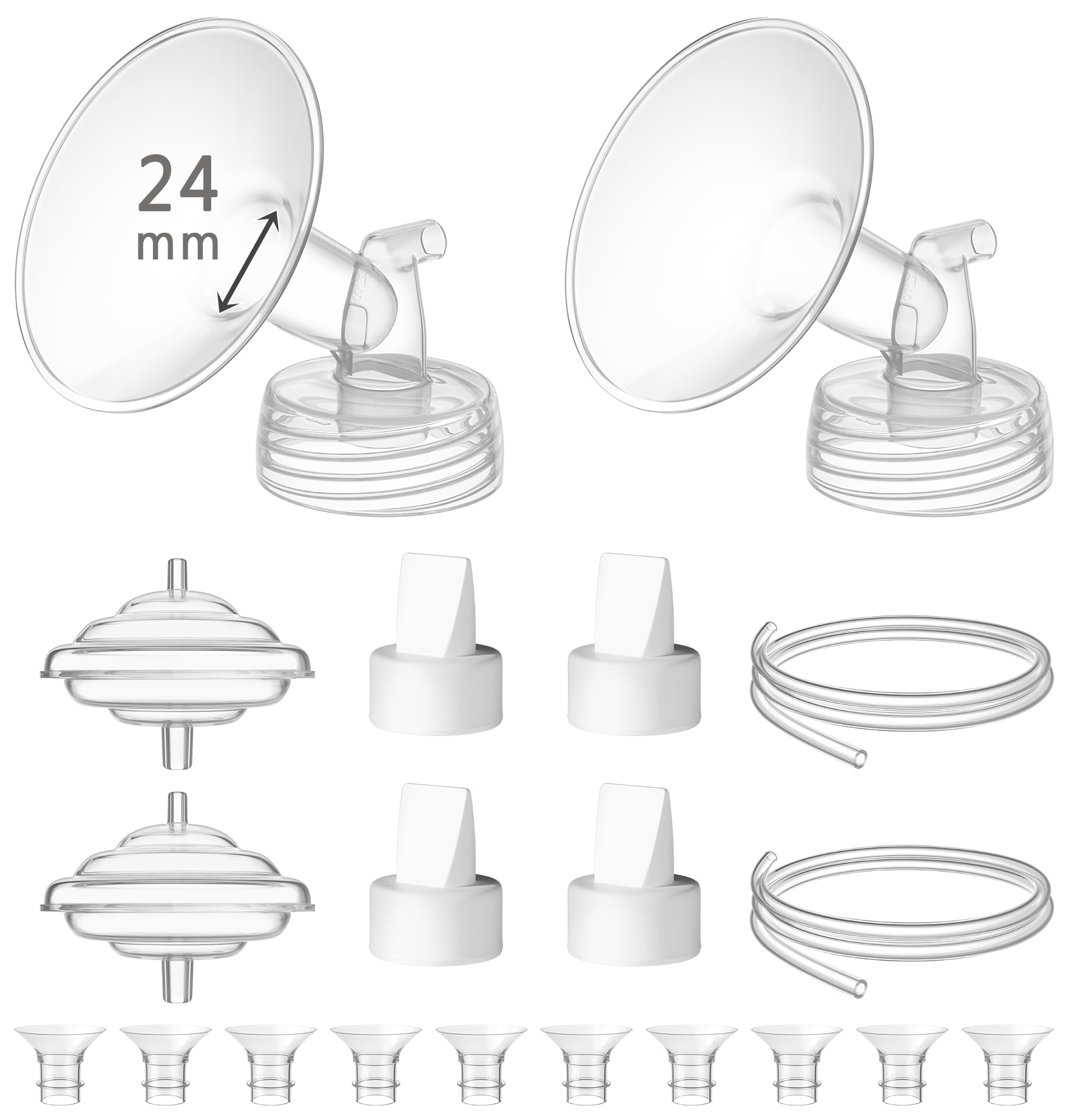 TOVVILD 24 mm Flange Set Compatible with Spectra/Motif Luna Wide-Mouth Bottles, Includes Flanges Tubing Valve Backflow Protector Flange Sizing Kits, Not Original Accessories