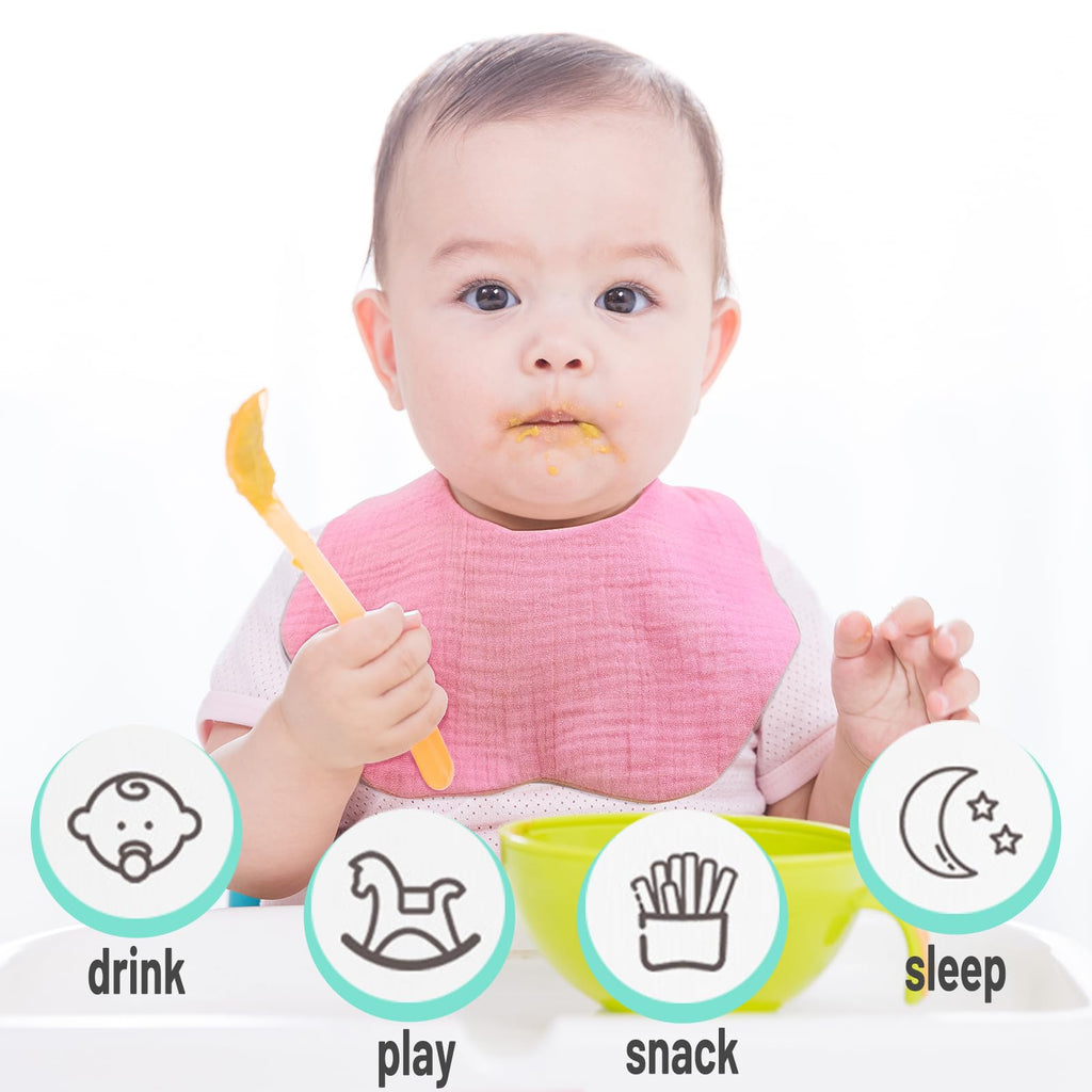 EllieHouse Baby Bibs for Girls Boys 10Pack Muslin Drool Teeth Drooling Teething Bibs Muslin Cotton for Infant Toddler Green