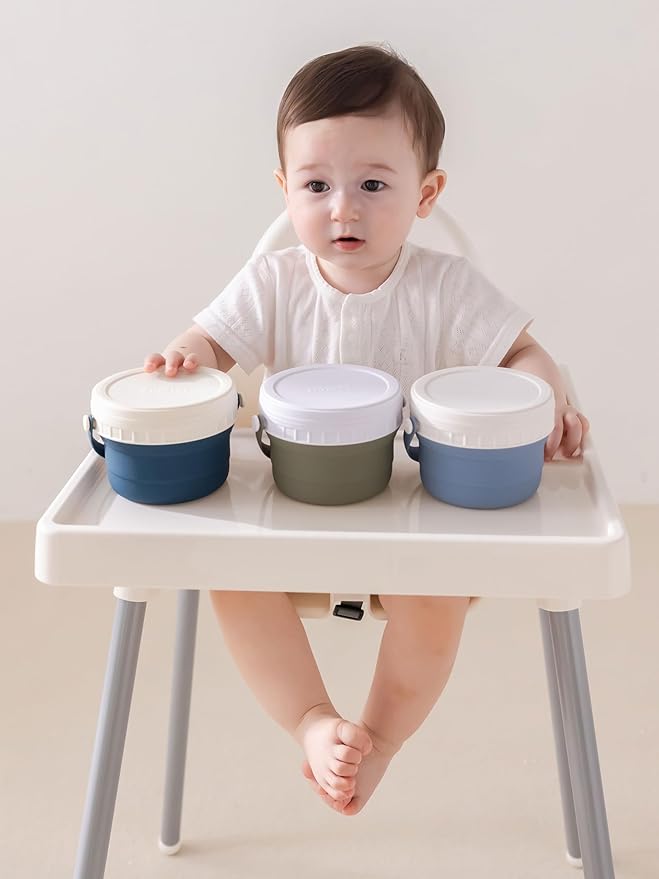 No Spill Silicone Toddler Snack Containers, Detachable Silicone Flap for Filling&Cleaning, Crumb-Free Hard Plastic Screw Travel Lid, Ultra-Soft for Baby Kids Hand In-Out, Snack Cup Holder 12 oz