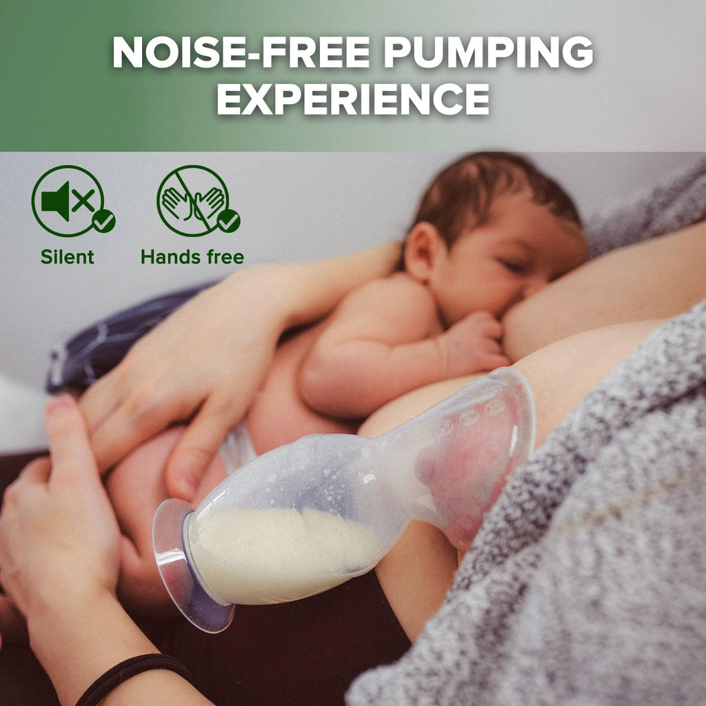 haakaa Manual Breast Pump & Silicone Cap Combo for Nursing Mom (Gray, 4oz. with Base)