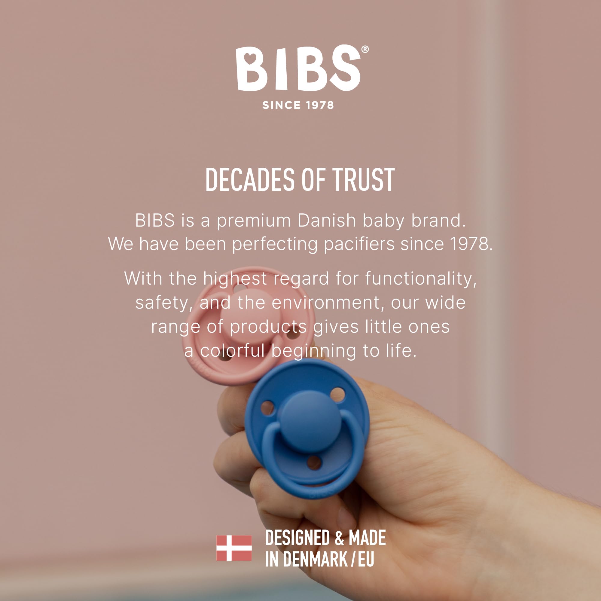 BIBS Pacifiers - De Lux Collection | BPA-Free Round Nipple | Silicone | Made in Denmark | Set of 2 Cloud/Black Color Premium Soothers | Size One Size