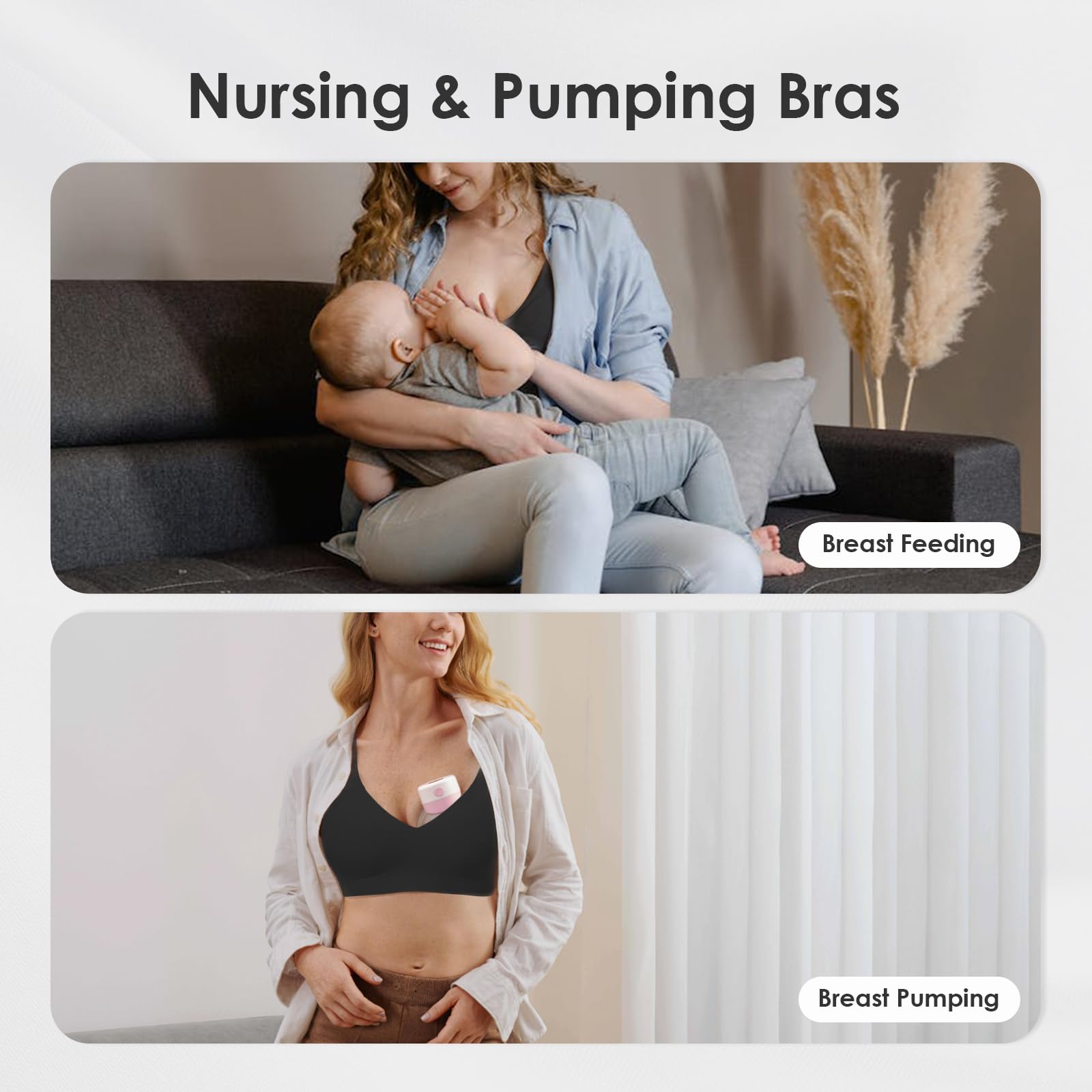 As Fairy Wireless Nursing Bra Jelly Support Maternity Bra Black L