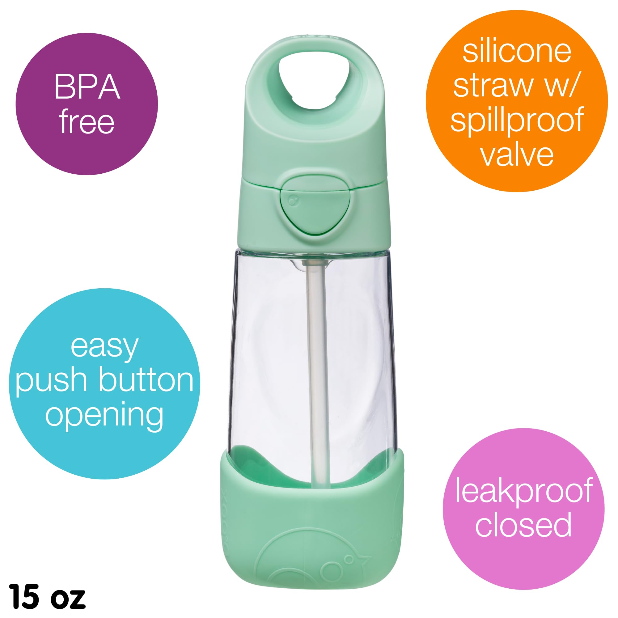 b.box Tritan™ Kids Water Bottle with Straw, 15 oz Toddler Water Bottle