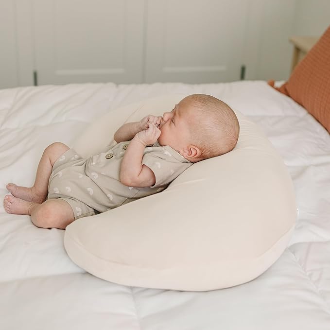 Konssy 2 Pack Nursing Pillow Covers, Stretchy and Soft Nursing Cover for Breastfeeding Pillows, Pillow Slipcover for Baby Girls Boys Newborn (Beige,Pink), Standard