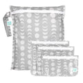 Bumkins - Waterproof Wet Bag & Clear Travel Bags - For Beach, Baby, Travel, Swim Suit, Cloth Diapers, Pump Parts, Pool, Gym, Toiletries - Reusable & Easy to Clean - Lunar Gray - 4 Pack