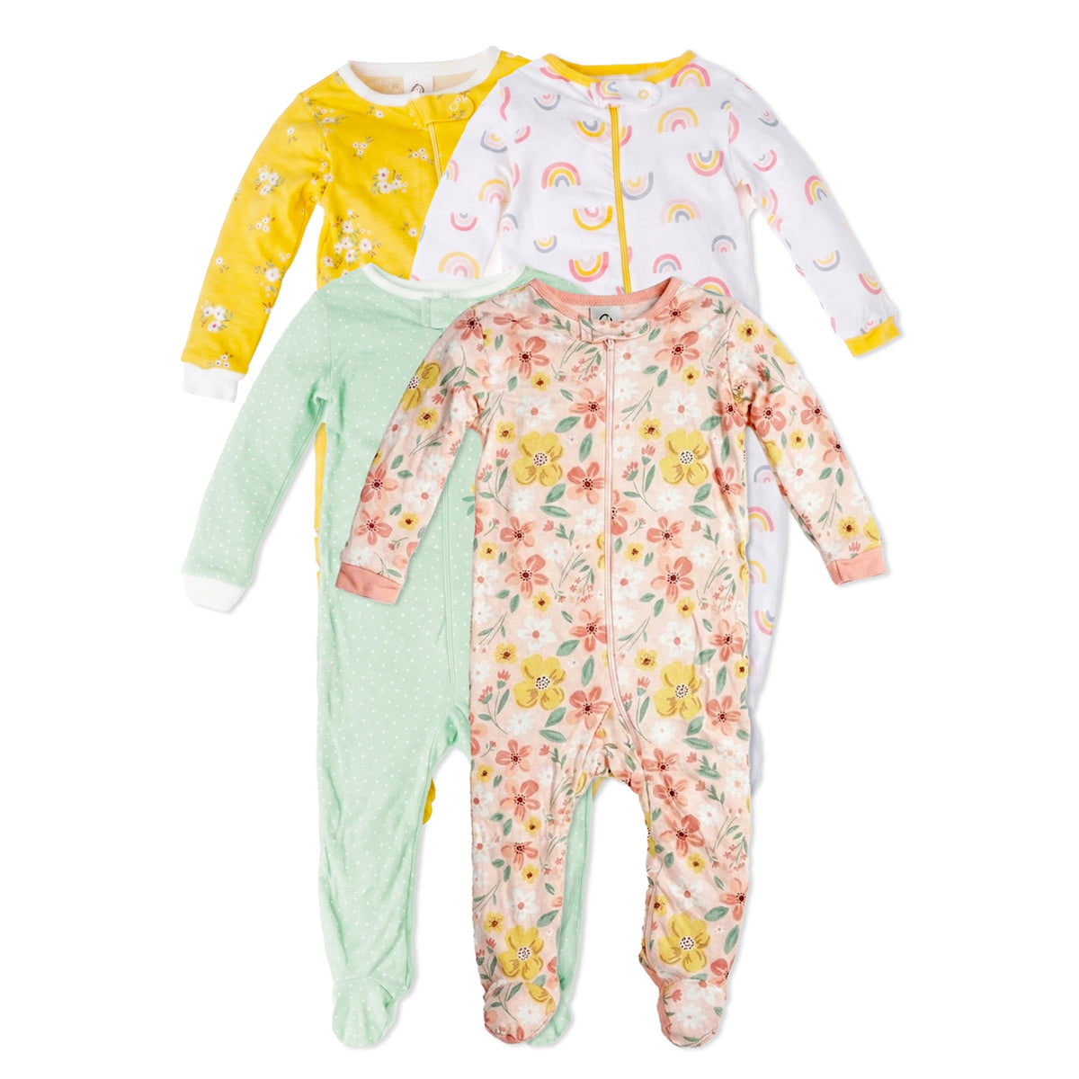 Gerber Baby Girls 4 Pack Sleep 'N Play Footie Bunny Smiley Newborn