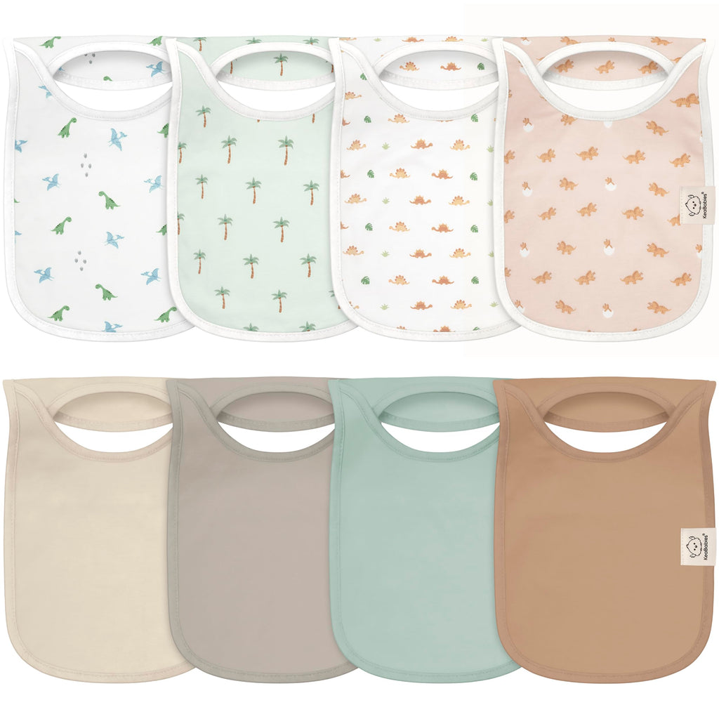 KeaBabies 8-Pack Bibs for Baby Girls, Boys, Pullover Baby Bibs (Roarsome)