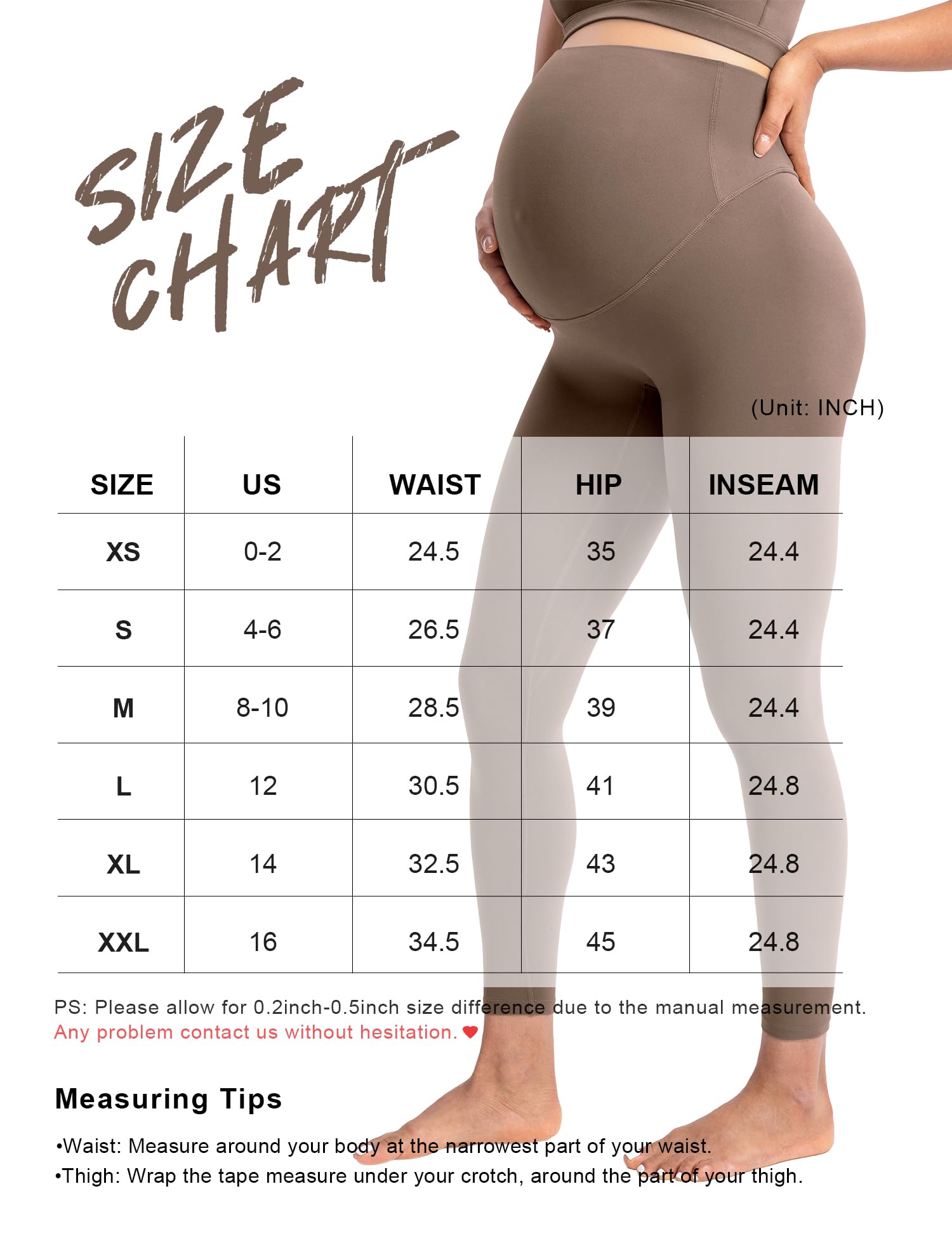 POSHDIVAH Creamluxe Maternity Leggings 25" Coffee X-Large