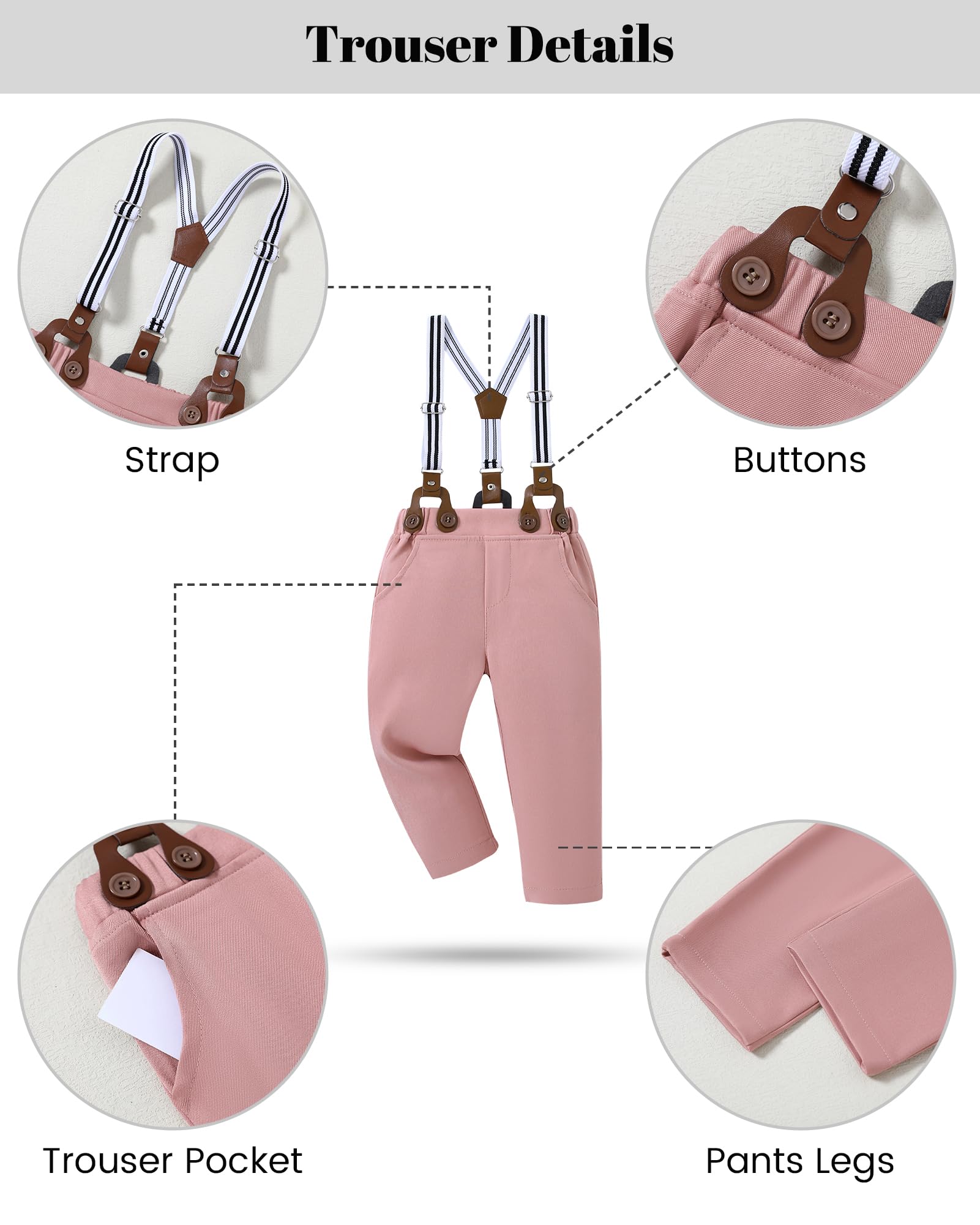 nilikastta Suit For Boy Boys Dress Suit Blue Boy Dress Shirt With Bowtie/Suspender Pants for Social Activities 7-8 Years