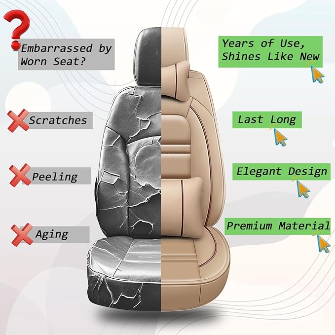 Car Seat Covers for Dodge Grand Caravan 1999-2020 | 5-Seats Seat Covers, Waterproof Seat Protectors, Automotive Seat Covers (Full Set with Pillow,Beige)