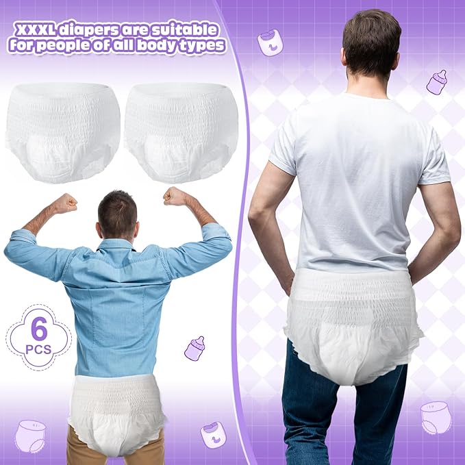 6 Sets Bottle Chug Baby Shower Games Juegos Para Plastic Baby Bottles Bibs Hat Disposable Diapers Gender Reveal Games Baby Changing Diaper Race Game Decoration (Purple)