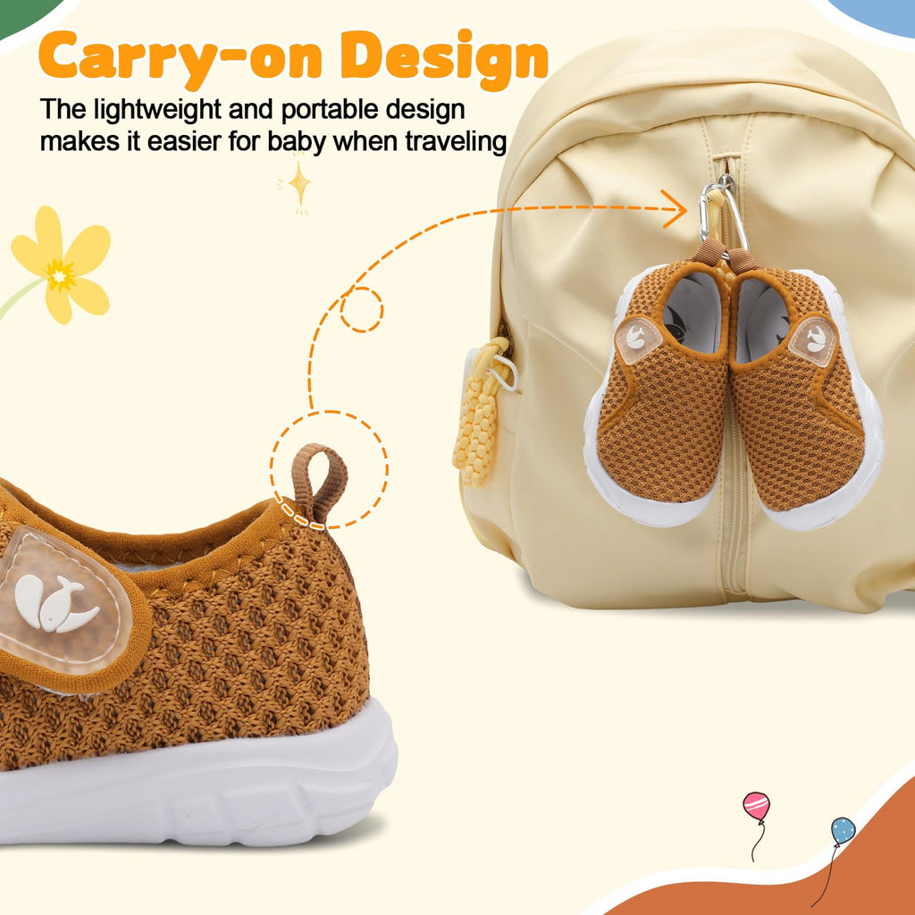 FEETCITY Baby Walking Shoes Boys Girls Infant Shoes Toddler Sneakers Anti-Slip Newborn Crib Shoe Brown