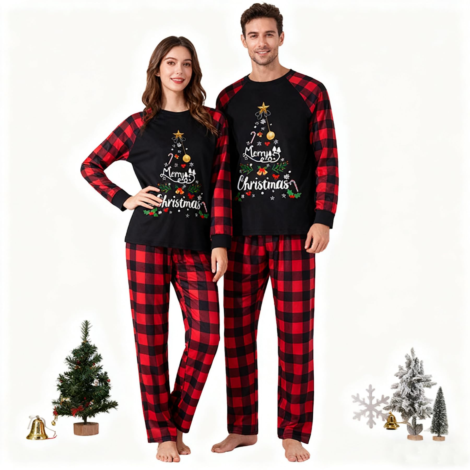 Awoscut Family Christmas Pajamas Matching Pajamas for Family, Xmas PJs Sets Holiday Sleepwear(#gj-8, Mom, M)
