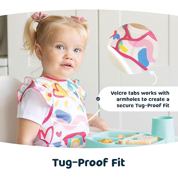 Tiny Twinkle Short Sleeve Apron Baby & Toddler Bib for Boys – Waterproof, Mess-Proof Bibs for Eating & Feeding, Machine Washable, Perfect Holiday Gift (Space, 6–24M)