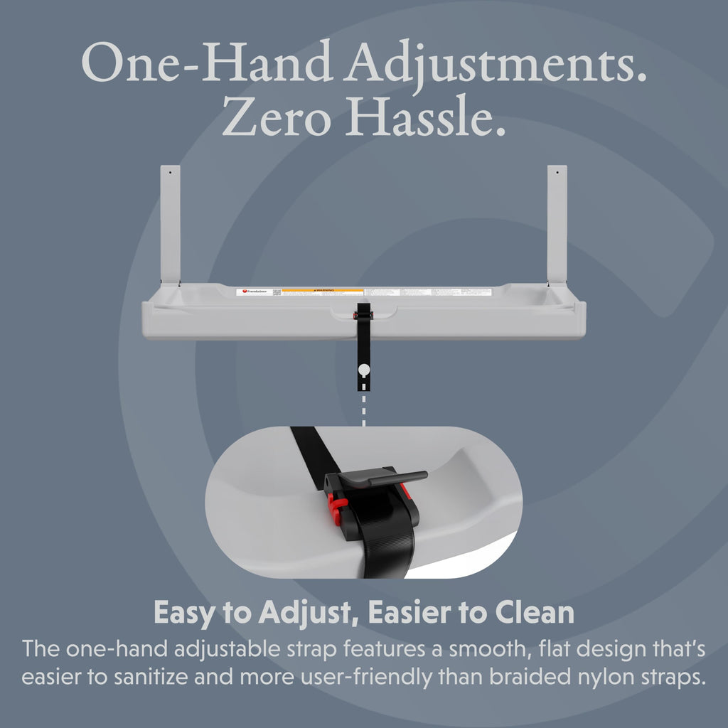 Foundations Elements Horizontal Wall-Mounted Baby Diaper Changing Station, Heavy Duty Stainless Steel Hinge, Oversized Changing Surface, Easy Installation, Gray (300-EH-01)