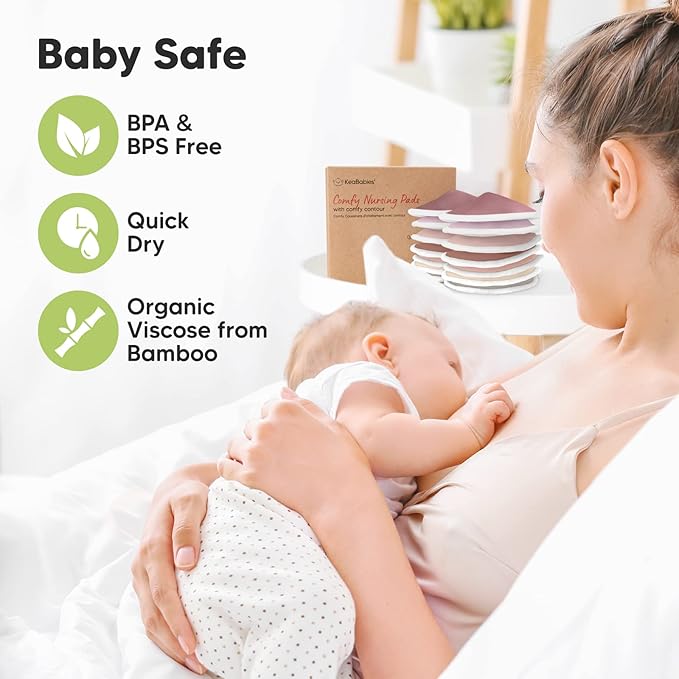 Organic Nursing Pads - 14 Washable Viscose Derived from Bamboo Breastfeeding Pads, Wash Bag, Reusable Breast Pads for Breastfeeding, Nipple Pads for Breastfeeding Essentials(Plum, M 3.9")