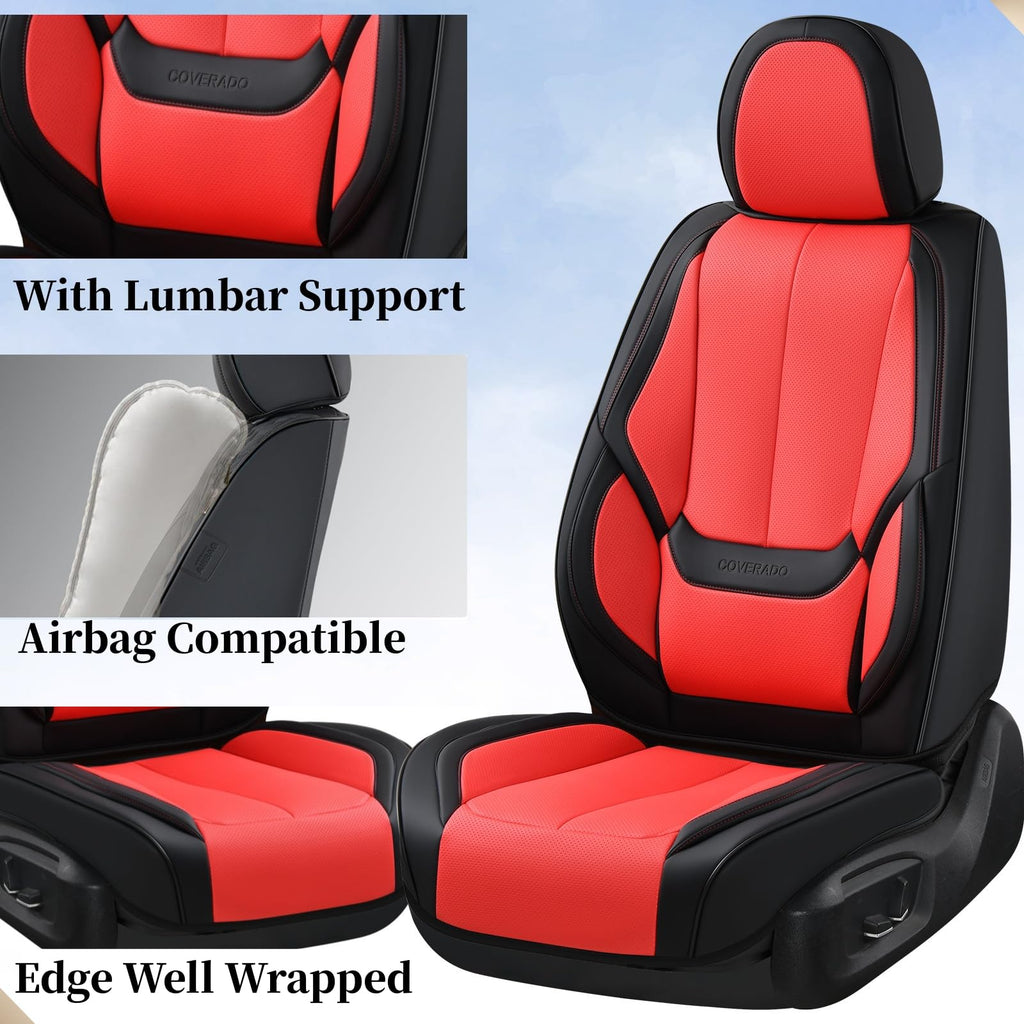 Coverado Car Seat Covers, Seat Covers for Cars, Waterproof Leather Auto Seat Protectors, Leather Car Seat Cushion, Car Interiors Accessories Universal Fit for Most Cars