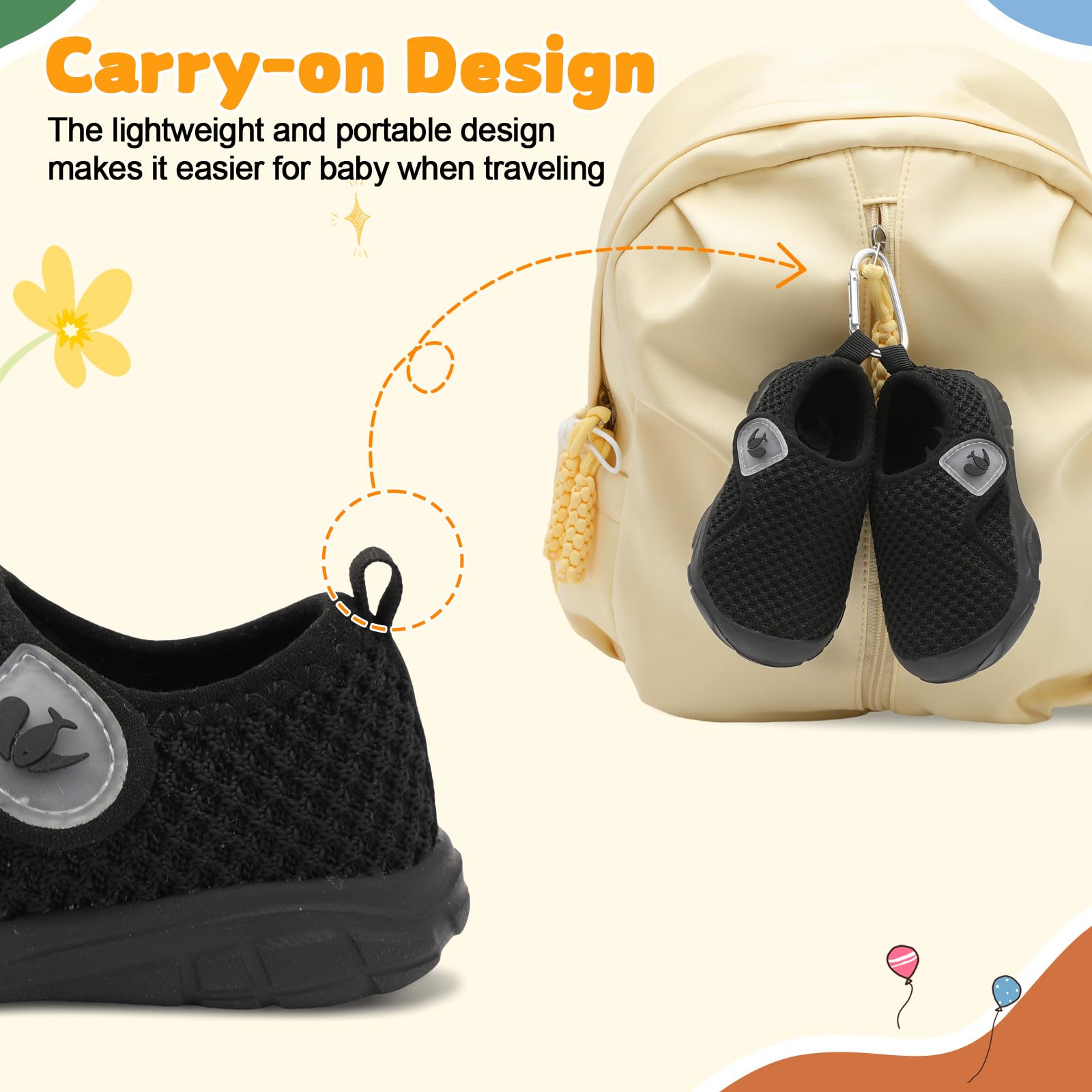 FEETCITY Baby Shoes Boys Girls First Walking Shoes Infant Sneakers Lightweight Slip On Shoe Black