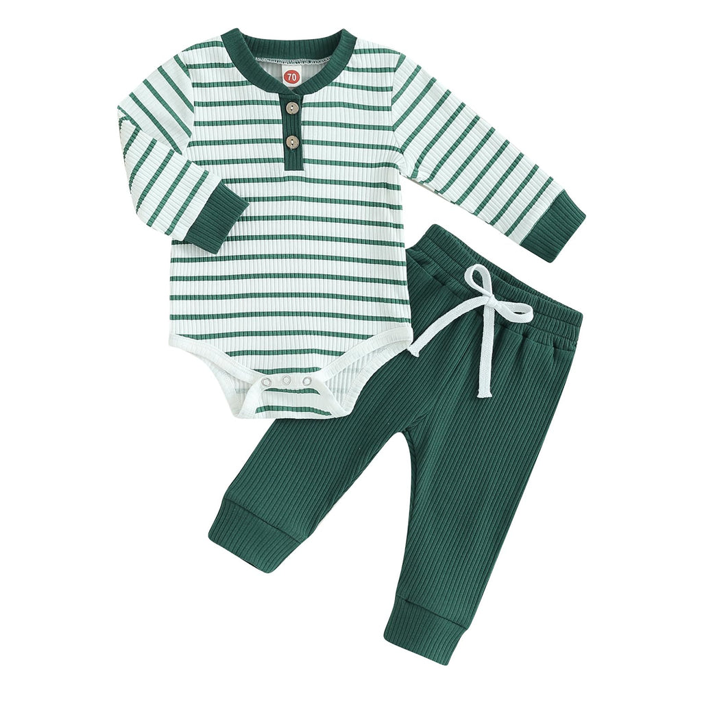 MA&BABY Newborn Baby Boy Clothes Ribbed Knit Long Sleeve Romper Pants Set
