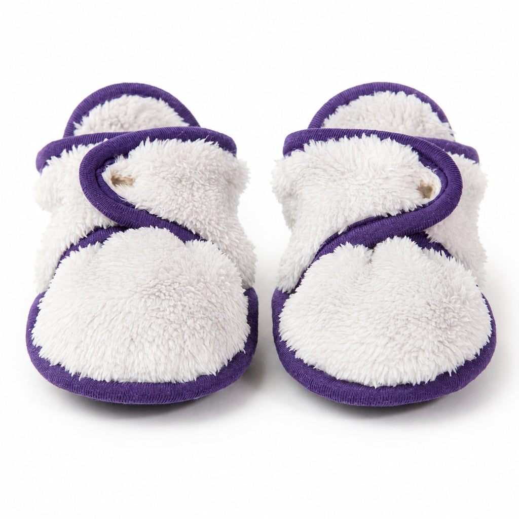 baby deedee Baby Booties - Sherpa Fleece, Snap Closure 18M Silver Plum
